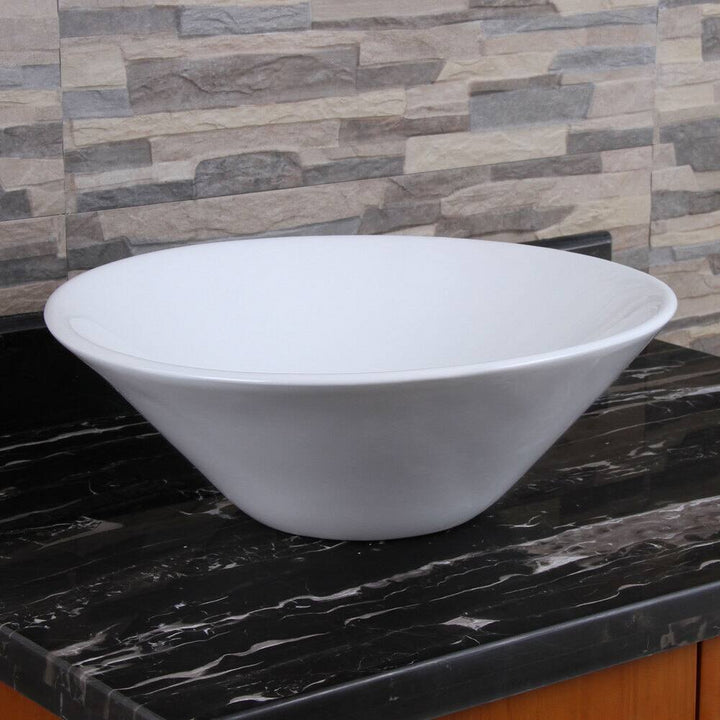 Ceramic Round Above Counter White Bathroom Sink Art Basin(BAB217MOWH)