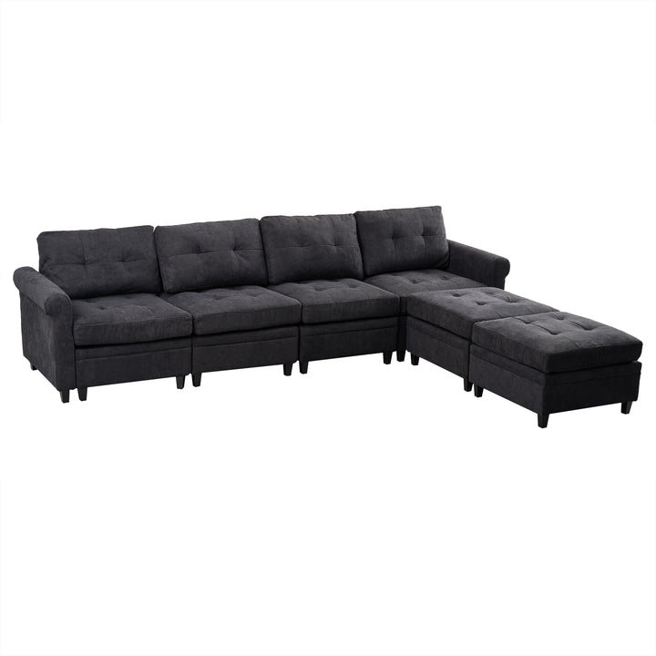 U Shaped Sectional Couch Convertible Sectional Couch with Double Chaise 4 Seat Sectional Sofa for Living Room