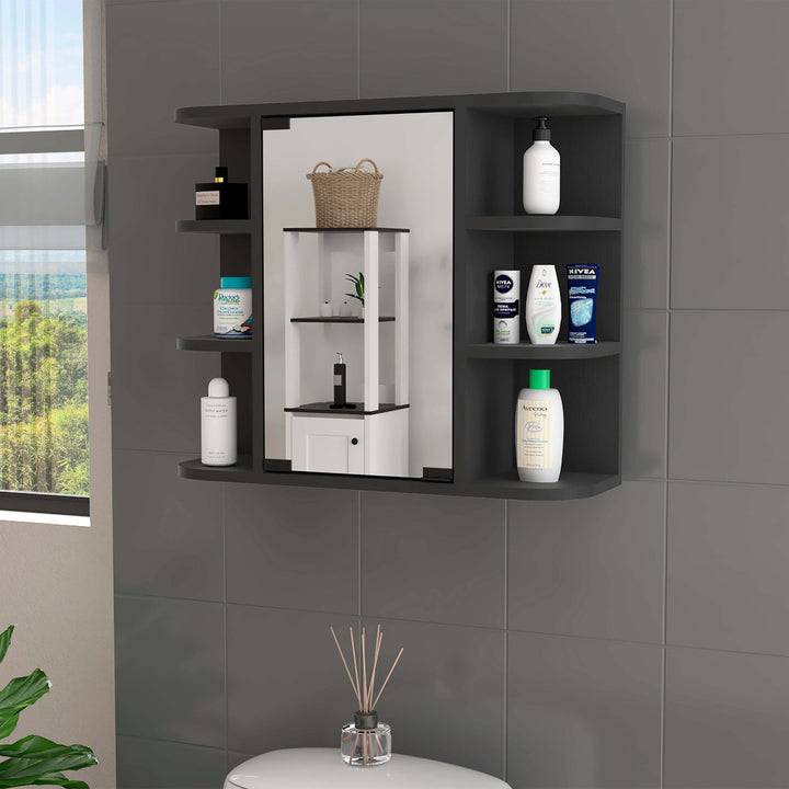 Valdez Medicine Cabinet With Six Shelves, Mirror Cabinet