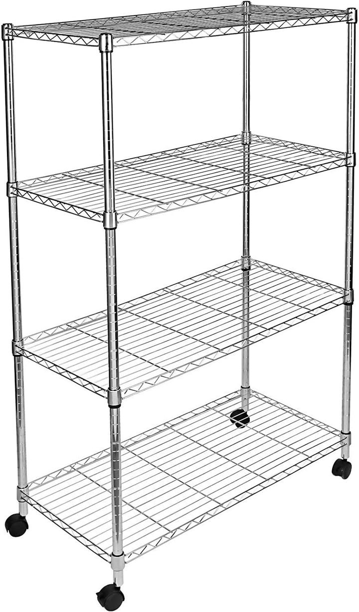 Simple Deluxe 4-Tier Heavy Duty Storage Shelving Unit, Heught Adjustable, Chrome,35.43" D x 17.72" W x 65.35" H, 1 Pack