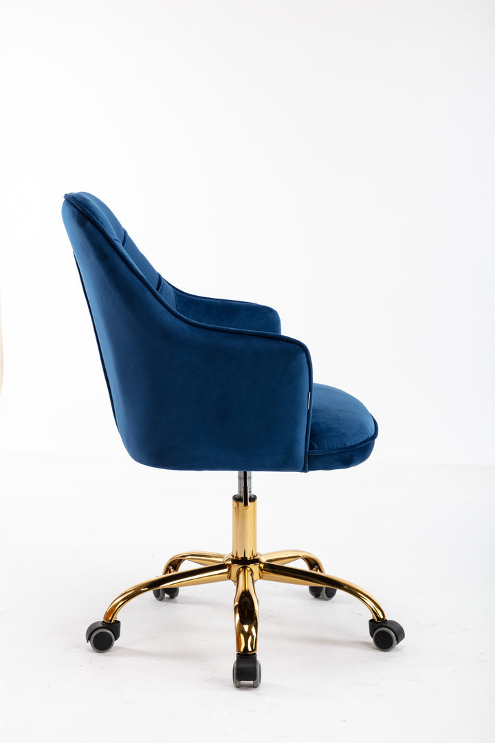 COOLMORE Velvet Swivel Shell Chair for Living Room ,Office chair , Modern Leisure Arm Chair Navy