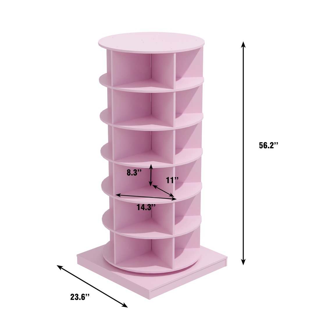 Pink 360 Rotating shoe cabinet 6 layers