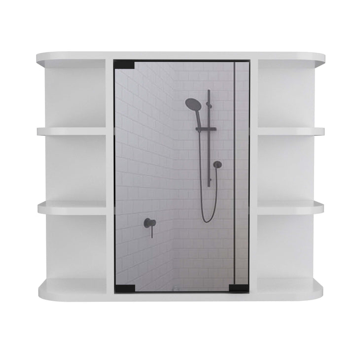 Valdez Medicine Cabinet With Six Shelves, Mirror Cabinet