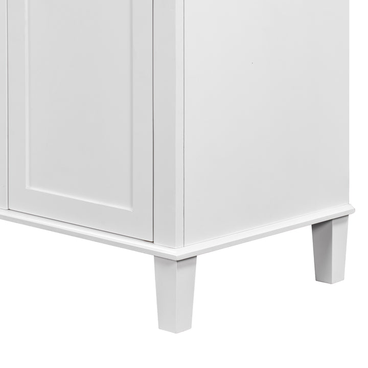 30" Bathroom Vanity without Sink, Bathroom Cabinet Base Only, Solid Wood and MDF Boards, White