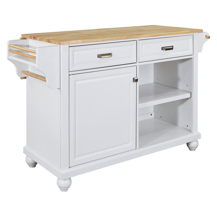 Cambridge Natural Wood Top Kitchen Island with Storage