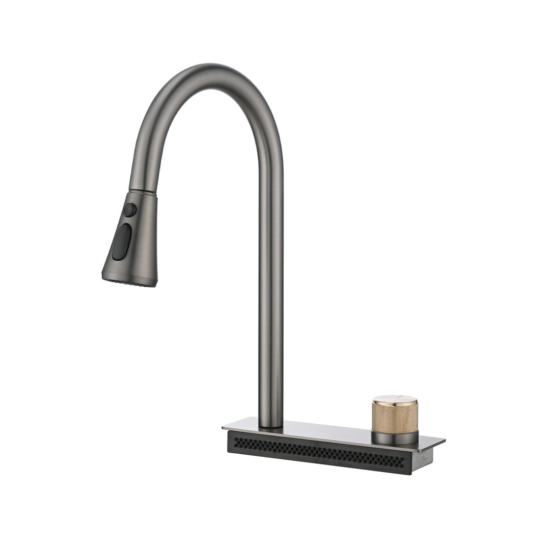 Kitchen Sink Flying rain Waterfall Kitchen Sink Set 30"x 18" 304 Stainless Steel Sink with Pull Down Faucet, and Accessories