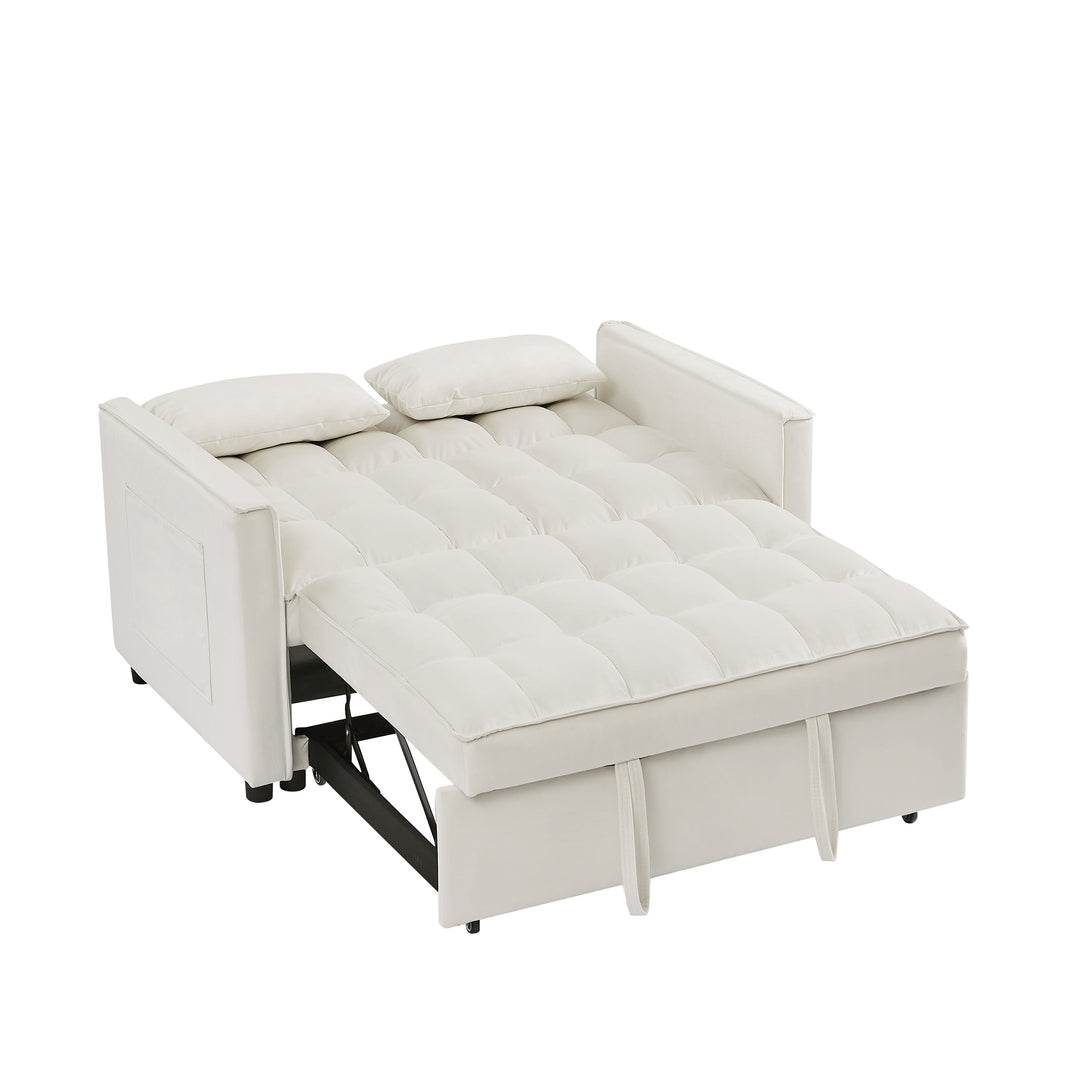 Off White Velvet Loveseat Sofa Bed