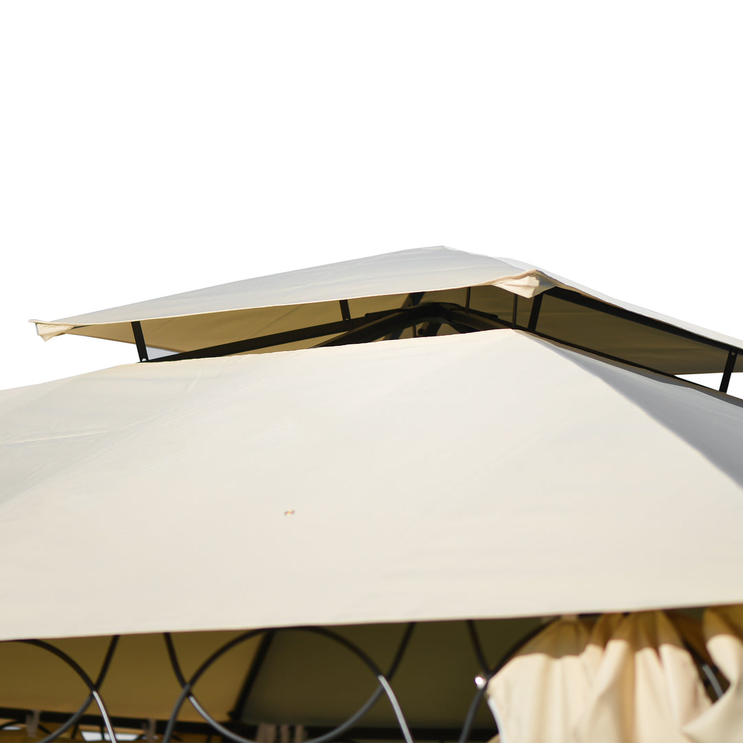 [VIDEO provided] U_STYLE Quality Double Tiered Grill Canopy, Outdoor BBQ Gazebo Tent with UV Protection, Beige