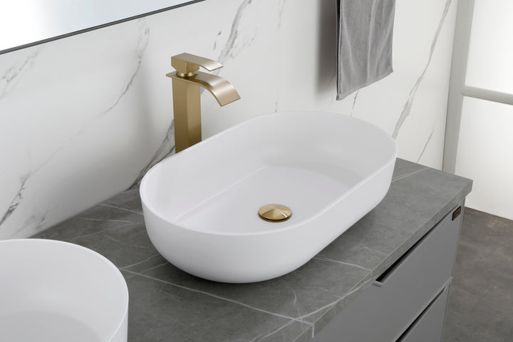 24*14*5.5  Modern Oval 24"x14" White   Above  Bathroom Vessel Sink, Bathroom Sink for Lavatory Vanity Cabinet