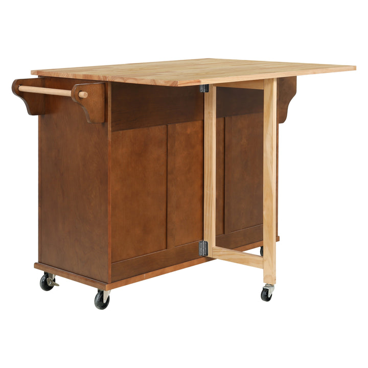 Cambridge Natural Wood Top Kitchen Island with Storage