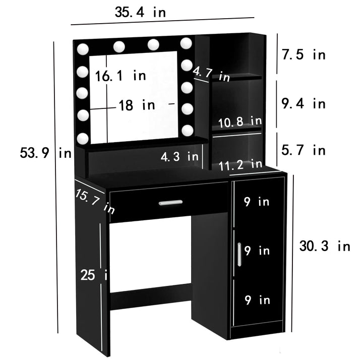 Makeup Vanity Desk with Mirror & Light