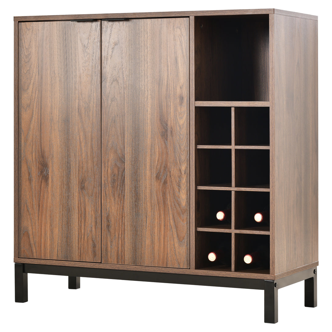 K&K Sideboards and Buffets With Storage Coffee Bar Cabinet Wine Racks Storage Server Dining Room Console 34 Inch(Dark brown)