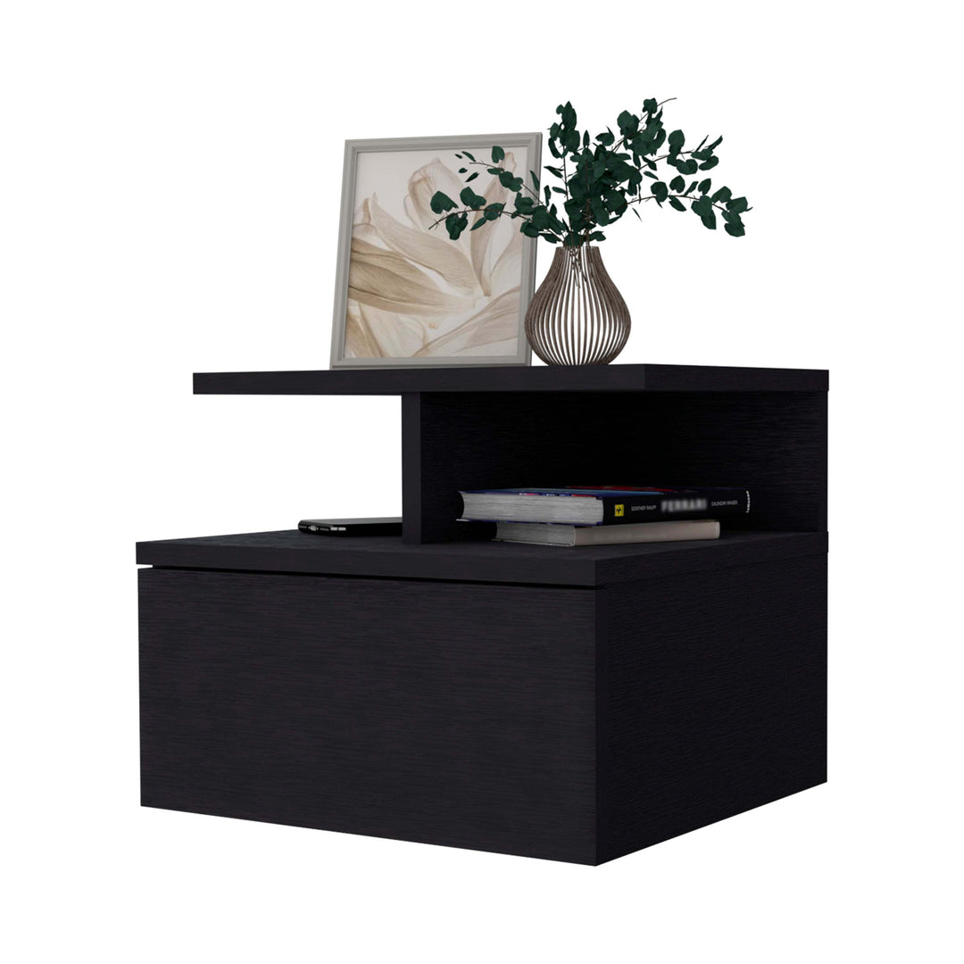 Augusta Floating Nightstand with 2-Tier Shelf and 1-Drawer