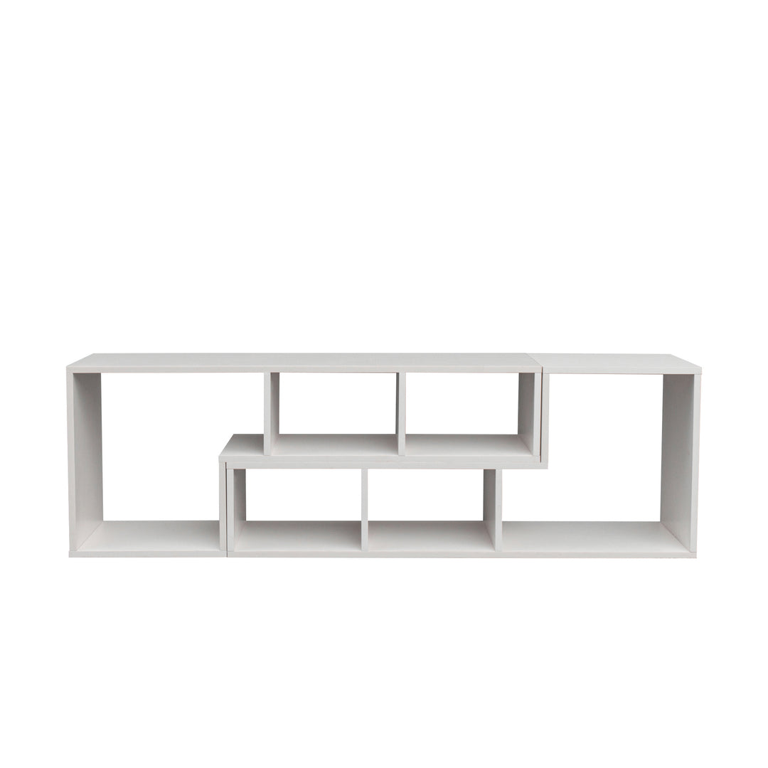 Double L-Shaped TV Stand,Display Shelf ,Bookcase for Home Furniture,White