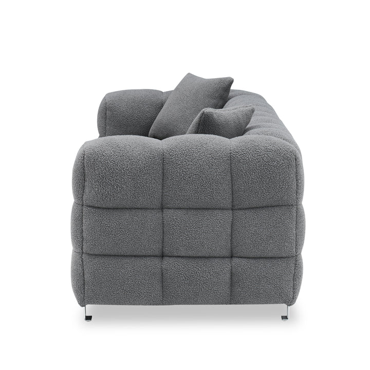 2146  Sofa Include Two Pillows 80" Gray Grain Fleece Fabric Suitable For Living Room Bedroom Apartment