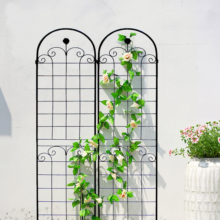 4 Pack Metal Garden Trellis for Climbing Plants Outdoor 86.7'' x 19.7'' Rustproof Plant Support Rose Trellis Netting Trellis Black