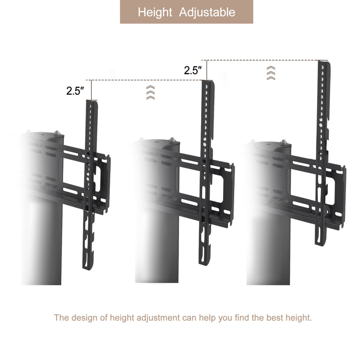 Height and Angle Adjustable Multi-Function Tempered Glass Metal Frame Floor With Lockable Wheels Mobile TV Stand, LCD/Plasma TV bracket  2 Tier Tempered Glass Shelves For Multiple Media Devices