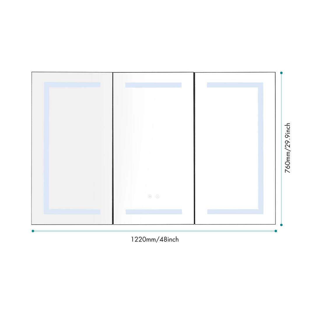 ZIYUNTC LED Mirror Medicine Cabinet with Lights, Dimmer, Defogger, Clock, Temp Display