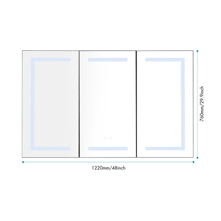 ZIYUNTC LED Mirror Medicine Cabinet with Lights, Dimmer, Defogger, Clock, Temp Display