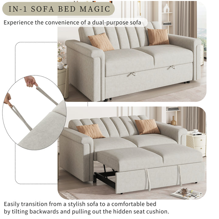 U_STYLE Convertible Soft Cushion Sofa Pull Bed ,for Two People to Sit On