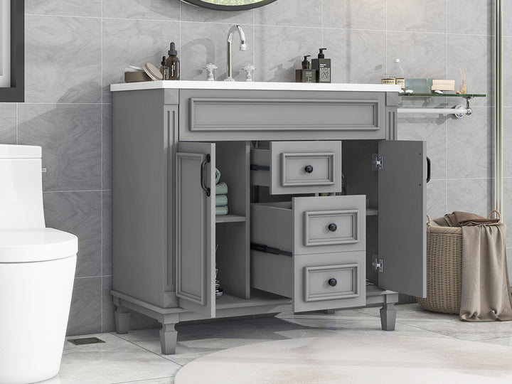 36'' Bathroom Vanity with Top Sink, Modern Bathroom Storage Cabinet with 2 Soft Closing Doors and 2 Drawers, Single Sink Bathroom Vanity