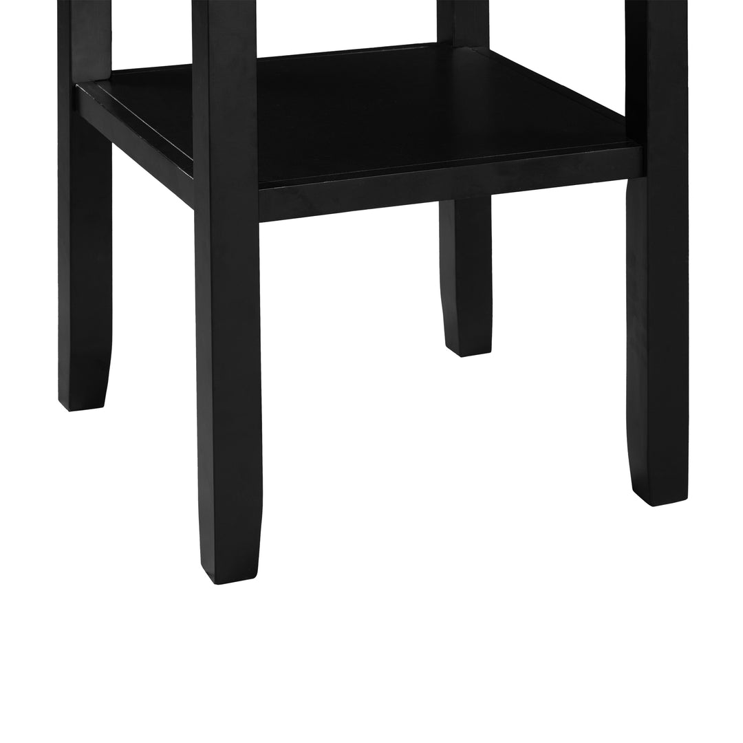 TOPMAX 5 Piece Dining Set with Matching Chairs and Bottom Shelf for Dining Room, Black Chair+Black Table