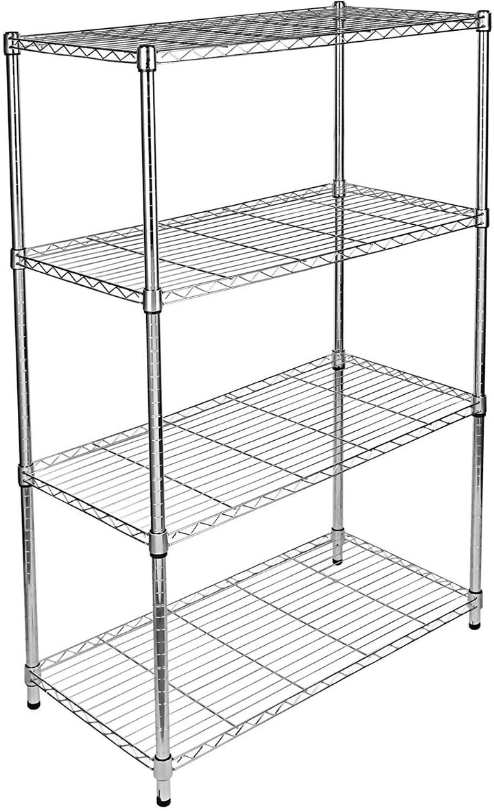 Simple Deluxe 4-Tier Heavy Duty Storage Shelving Unit, Heught Adjustable, Chrome,35.43" D x 17.72" W x 65.35" H, 1 Pack