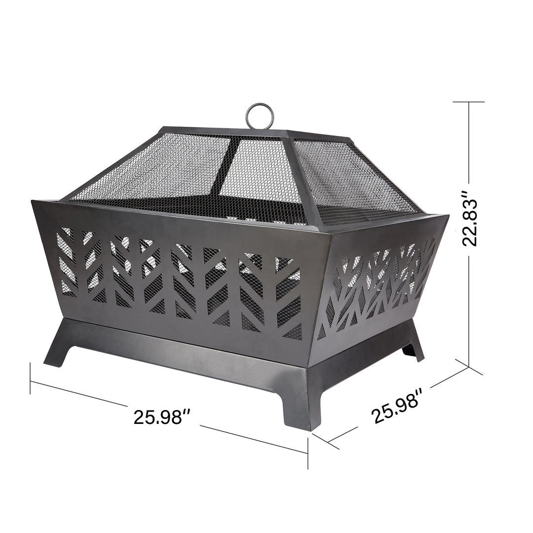 25.98'' Square IRON FIRE PIT OUTDOOR