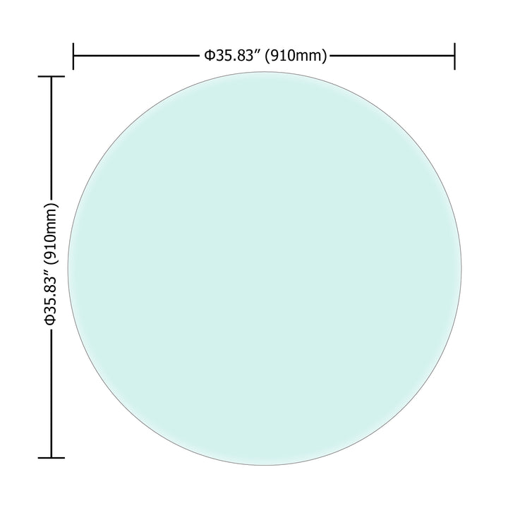 36" Inch Round Tempered Glass Table Top Clear Glass 2/5" Inch Thick Beveled Polished Edge