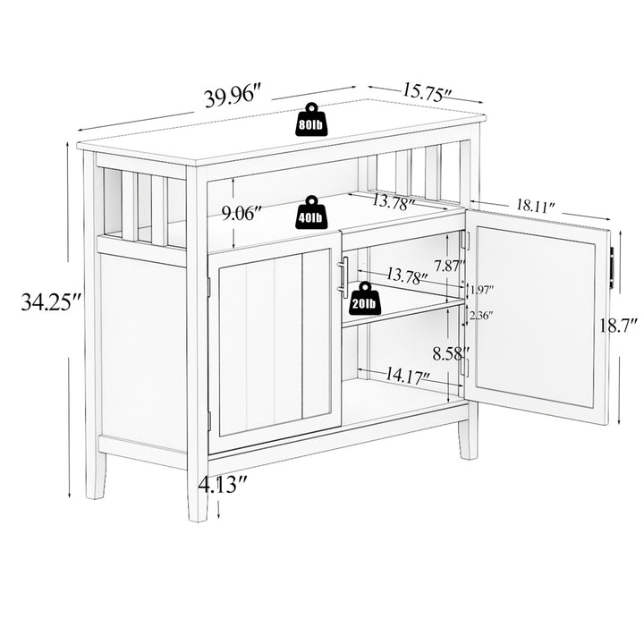 Kitchen storage sideboard and buffet server cabinet-White