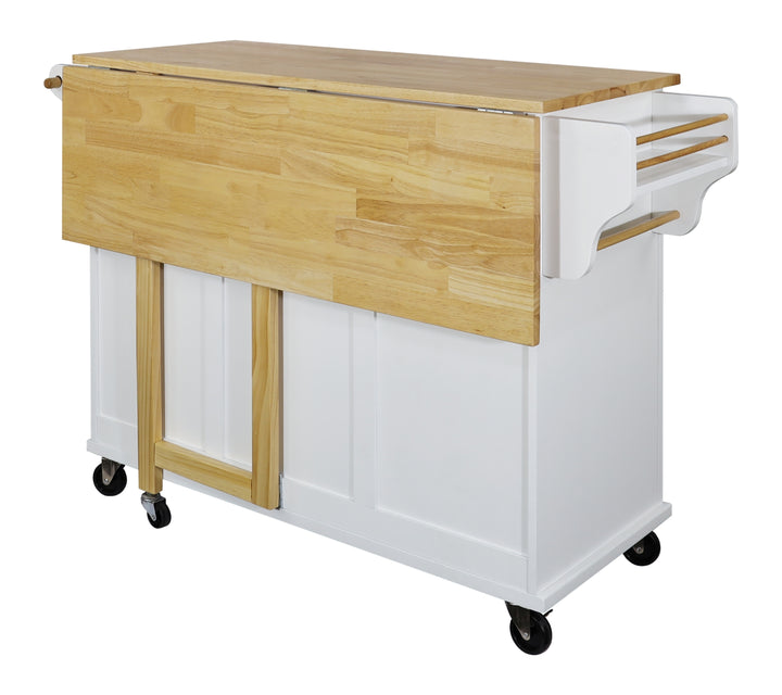 Cambridge Natural Wood Top Kitchen Island with Storage