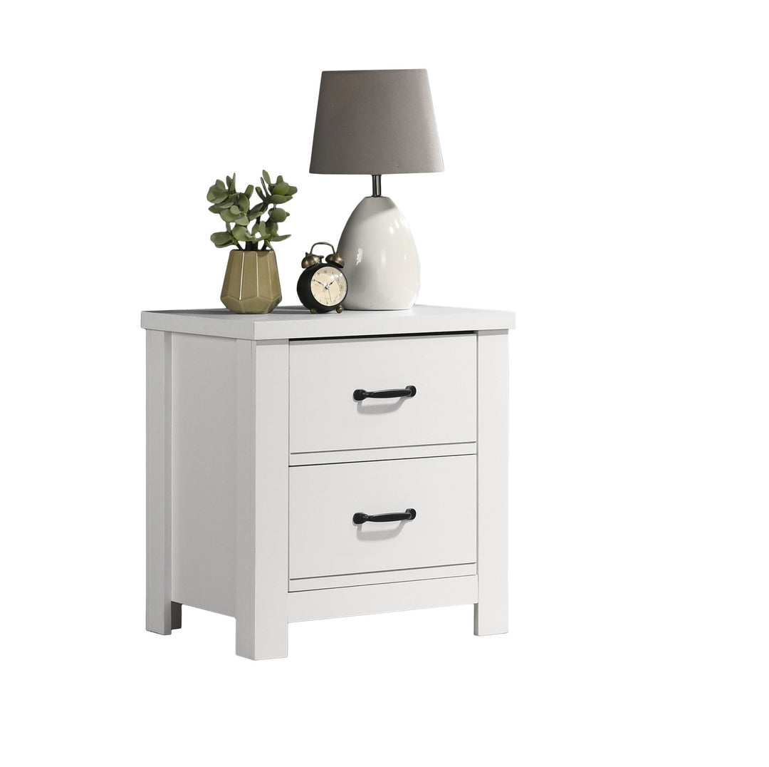 Cassini 21.5" White 2-Drawer Nightstand Bedside Table