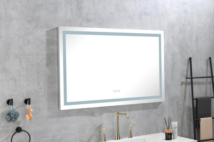 60 in. W x 36 in. H Frameless LED Single Bathroom Vanity Mirror in Polished Crystal  Bathroom Vanity LED Mirror with 3 Color Lights Mirror for Bathroom Wall 60 Inch Smart Lighted Vanity Mirrors Dimm