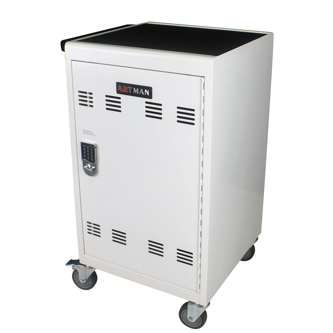 Mobile Charging Cart and Cabinet for Tablets Laptops 30-Device With Combination Lock(White)