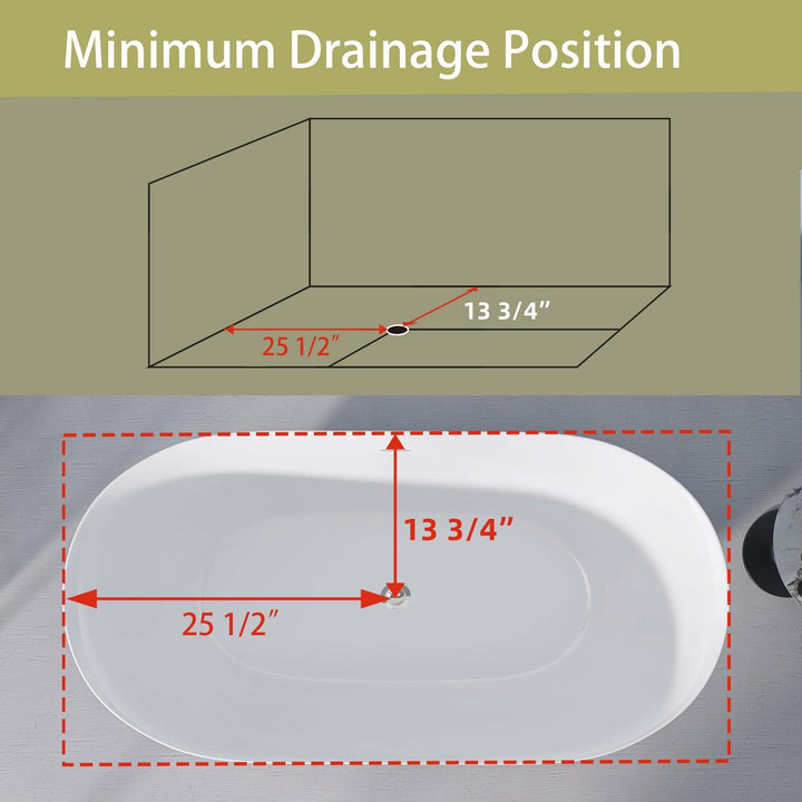 51" Acrylic Free Standing Tub Classic Oval Shape Soaking Tub Adjustable Freestanding Bathtub with Integrated Slotted Overflow and Chrome Pop-up Drain Anti-clogging Gloss White