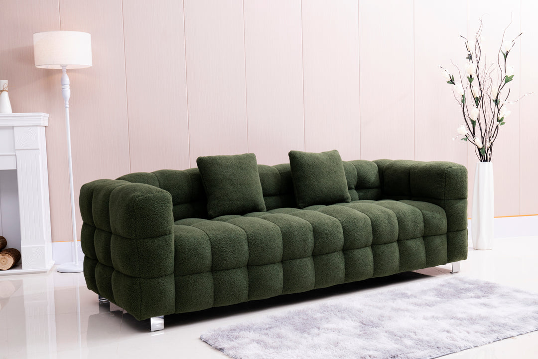 [New+Video]2146 Sofa includes two pillows 80" green  fleece for living room bedroom