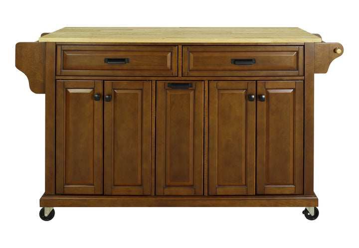 Cambridge Natural Wood Top Kitchen Island with Storage