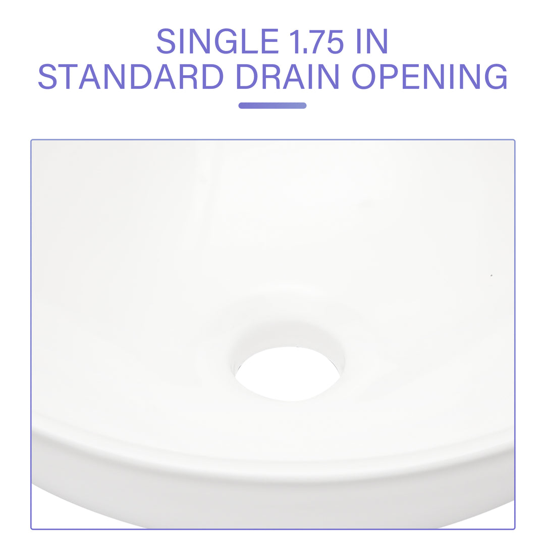 16"x16" White Ceramic Round Vessel Bathroom Sink