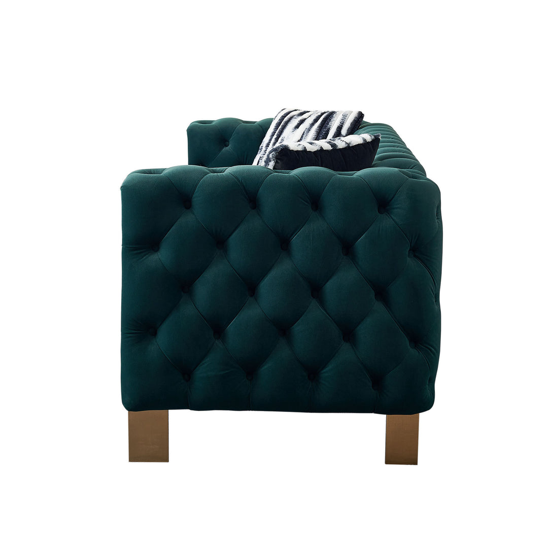 Chesterfield Modern Tufted Velvet Living Room Sofa, 84.25''W Couch,Green