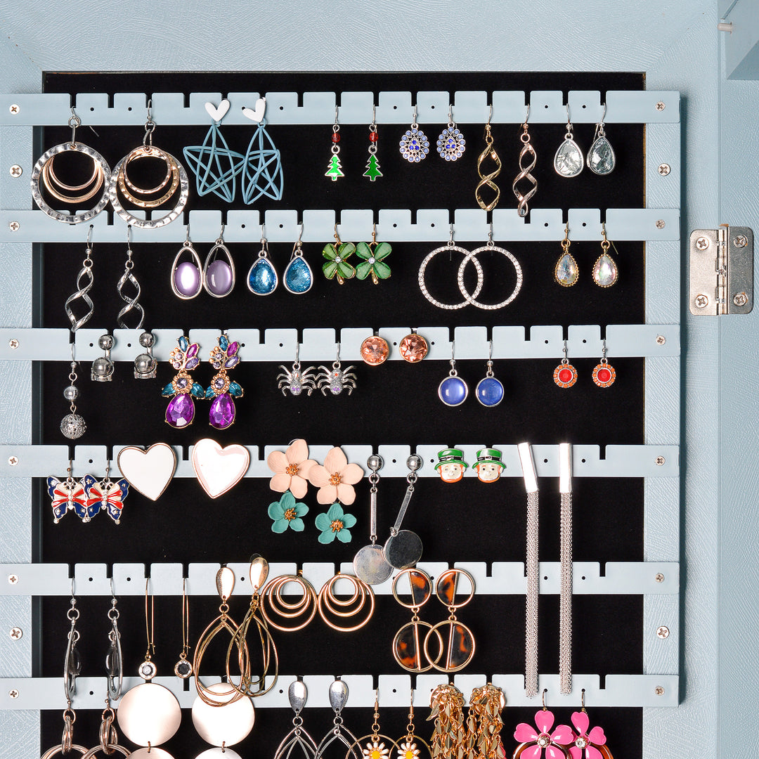 Fashion Simple Jewelry Storage Mirror Cabinet With LED Lights Can Be Hung On The Door Or Wall