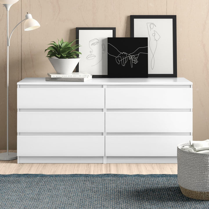 6 Drawer  Double Dresser for Bedroom Living Room Hallway,white