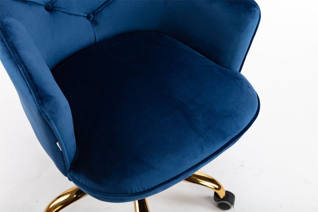 COOLMORE Velvet Swivel Shell Chair for Living Room ,Office chair , Modern Leisure Arm Chair Navy