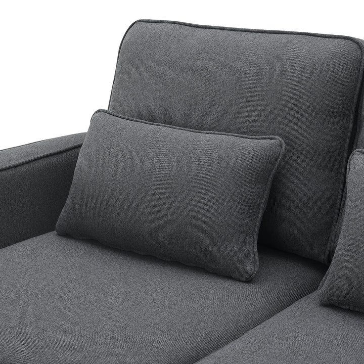 [VIDEO provided] [New] 104" 4-Seater Modern Linen Fabric Sofa with Armrest Pockets and 4 Pillows,Minimalist Style Couch for Living Room, Apartment, Office,3 Colors