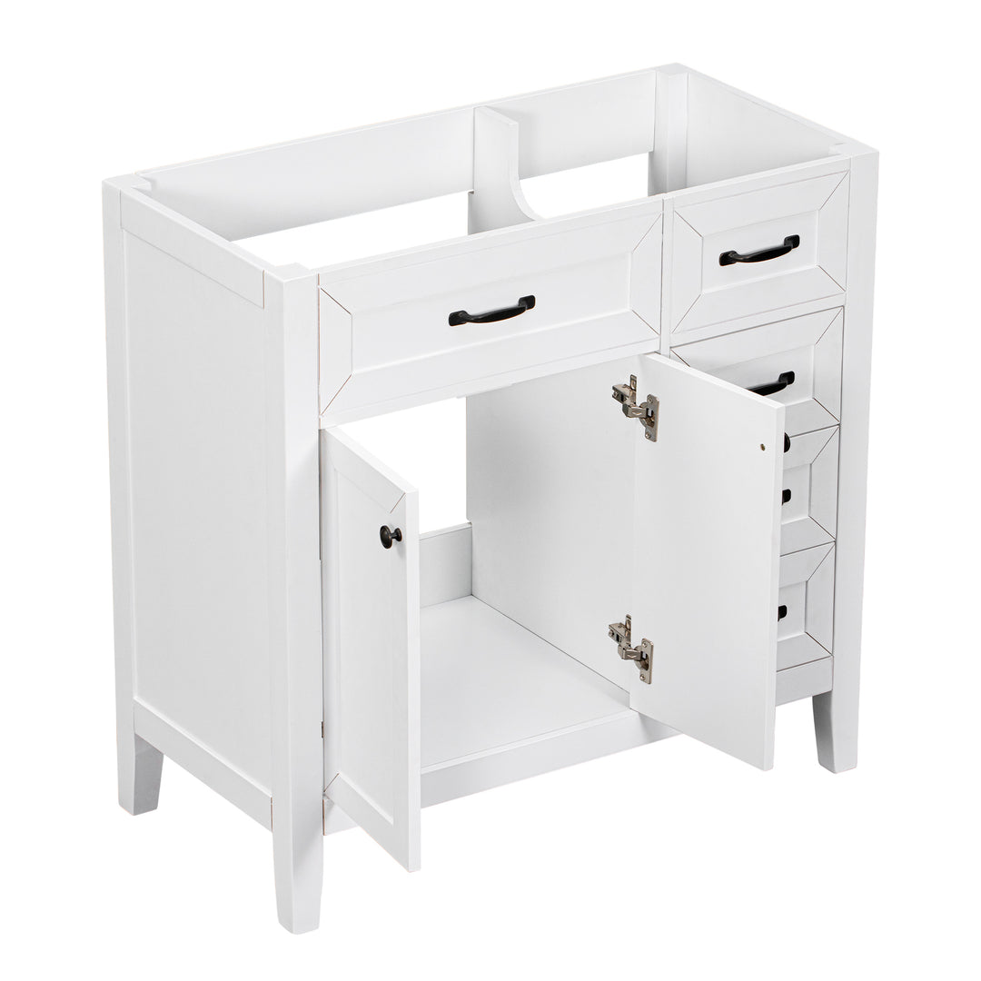 36" Bathroom Vanity without Sink, Cabinet Base Only, Bathroom Cabinet with Drawers, Solid Frame and MDF Board, White