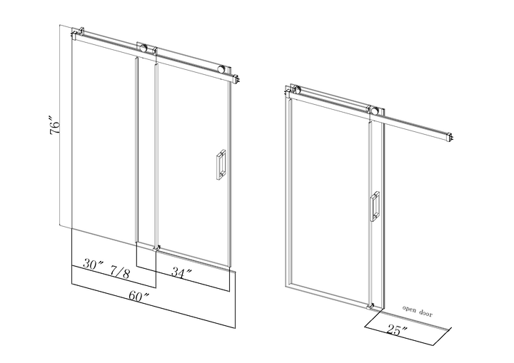 Elan 56 to 60 in. W x 76 in. H Sliding Frameless Soft-Close Shower Door with Premium 3/8 Inch (10mm) Thick Tampered Glass in Matte Black 22D01-60MB