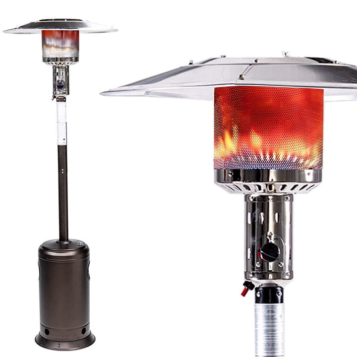 Outdoor Patio Propane Heater with Portable Wheels 47,000 BTU 88 inch Standing Gas Outside Heater Stainless Steel Burner Commercial & Residential  Hammered Black for Party Restaurant Garden Yard-Smocha