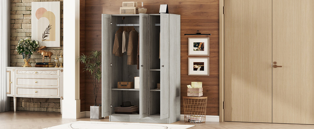 3-Door Shutter Wardrobe with shelves, Gray