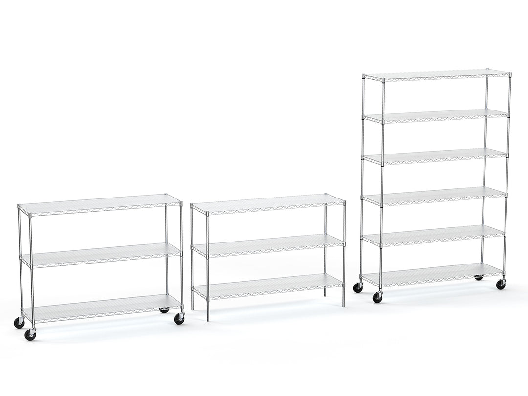 6 Tier Wire Shelving Unit, 6000 LBS NSF Height Adjustable Metal Garage Storage Shelves with Wheels, Heavy Duty Storage Wire Rack Metal Shelves - Chrome