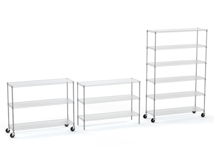 6 Tier Wire Shelving Unit, 6000 LBS NSF Height Adjustable Metal Garage Storage Shelves with Wheels, Heavy Duty Storage Wire Rack Metal Shelves - Chrome