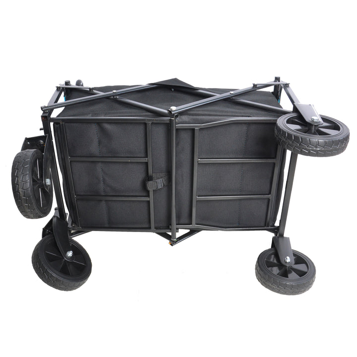 Mini Folding Wagon Garden Shopping Beach Cart (black+blue)